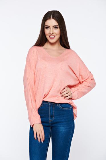 Orange women`s blouse knitted flared from soft fabric