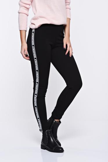 Black tights with elastic waist from soft fabric slightly elastic fabric with medium waist
