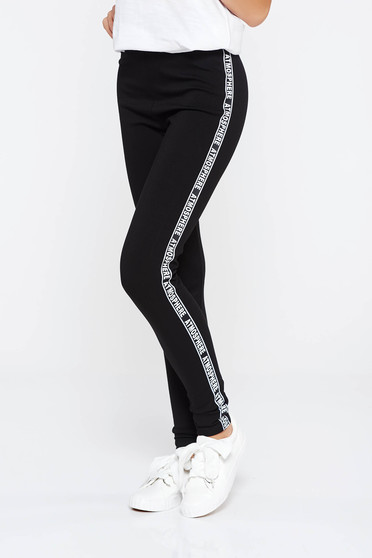 Black tights with elastic waist from soft fabric with medium waist casual