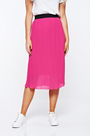 Pink skirt casual with elastic waist with inside lining folded up