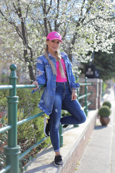 Darkblue jeans skinny jeans with ruptures cotton with medium waist