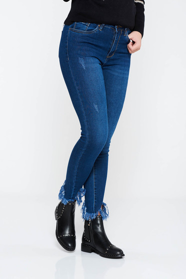 Darkblue jeans skinny jeans elastic cotton with medium waist with ruptures