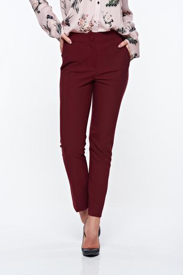 Artista burgundy trousers office with pockets with medium waist slightly elastic fabric