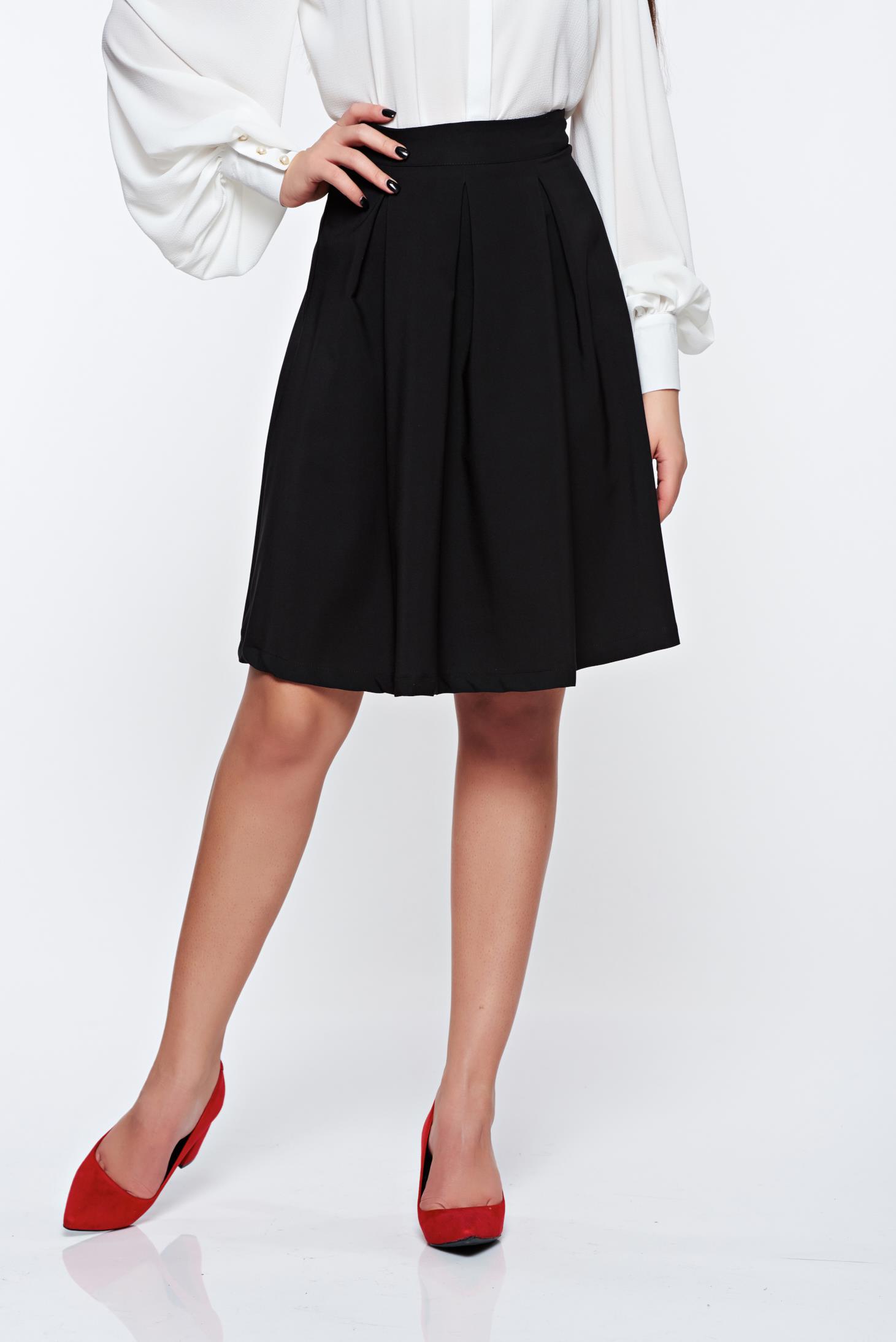 Artista Black Skirt Office Midi Cloche Slightly Elastic Fabric