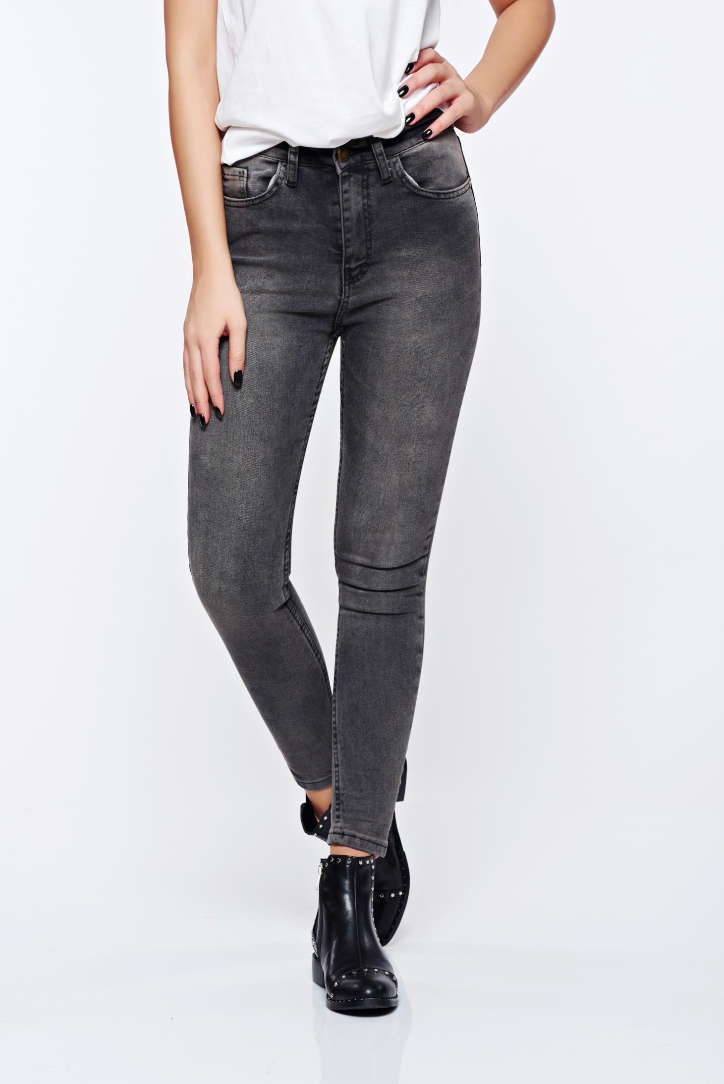 Top Secret grey jeans casual cotton with medium waist