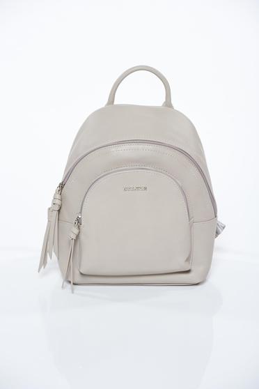 Grey casual backpack from ecological leather