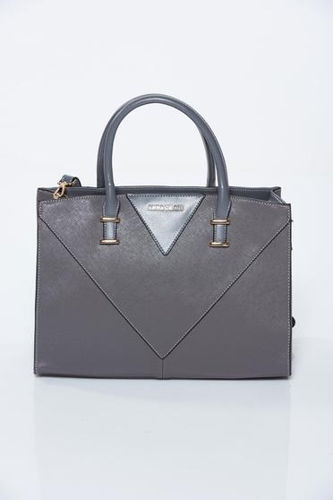 Grey office bag from ecological leather