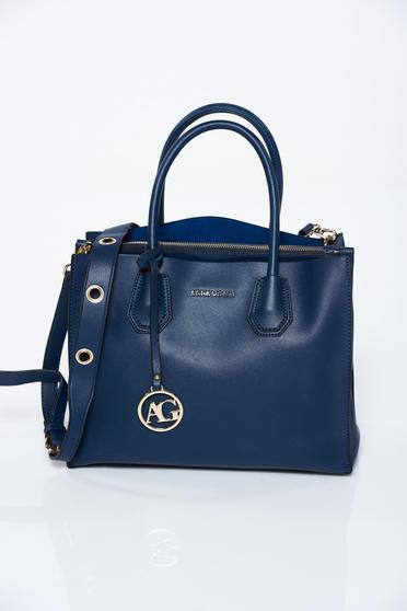 Blue office bag from ecological leather