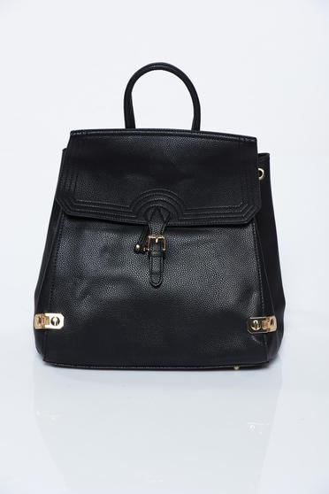 Black backpacks casual from ecological leather
