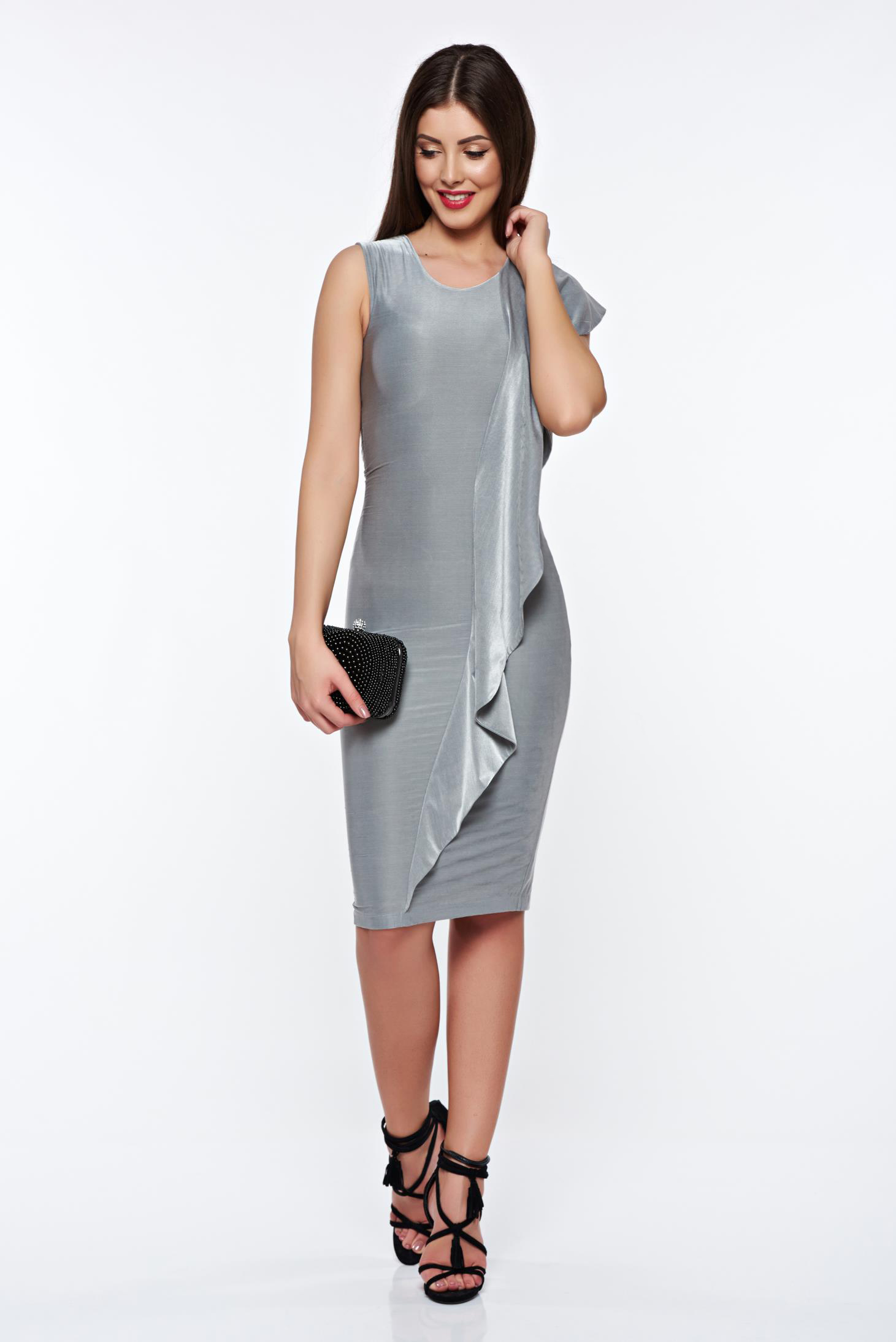 StarShinerS silver occasional pencil dress slightly elastic fabric