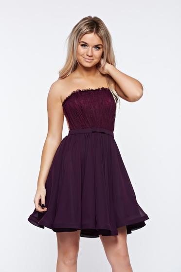 Ana Radu purple dress luxurious from laced fabric voile fabric with inside lining