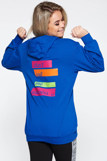 MissQ blue coat casual with print details with undetachable hood