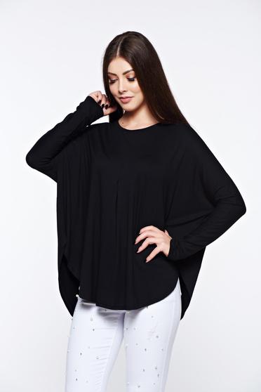 MissQ black women`s blouse casual with easy cut from elastic and fine fabric