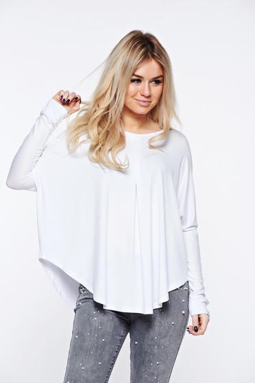 MissQ white women`s blouse casual with easy cut from elastic and fine fabric