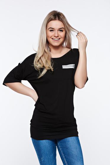 MissQ black casual long t-shirt slightly elastic fabric