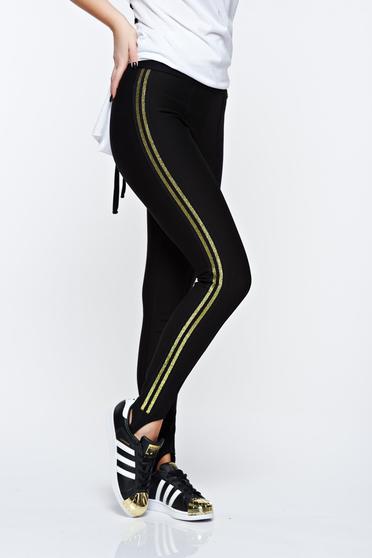 MissQ black tights casual with medium waist elastic cotton