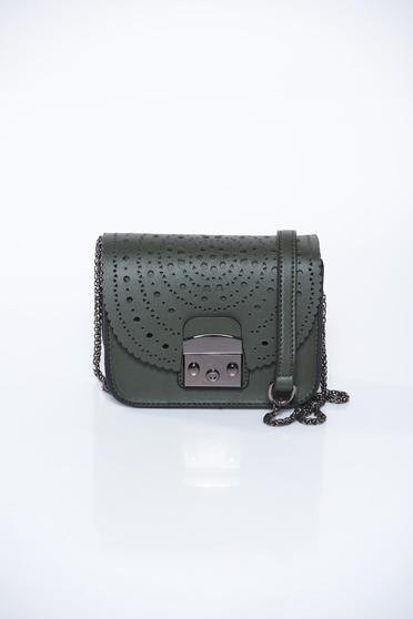 Top Secret khaki bag casual from ecological leather long chain handle pierced fabric