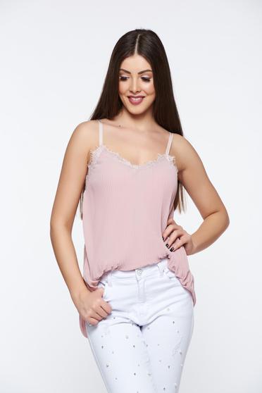 Rosa top shirt voile fabric folded up elegant with lace details
