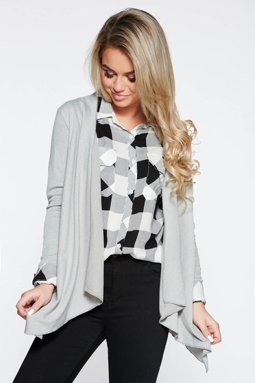 Grey cardigan asymmetrical with easy cut long sleeved