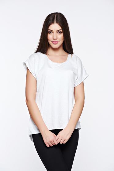 White t-shirt casual elastic cotton with easy cut