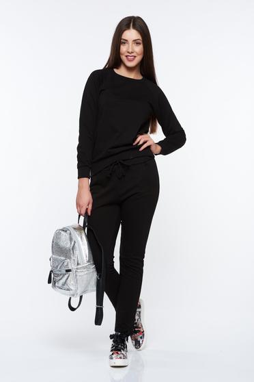 Black sporty with easy cut set cotton with elastic waist