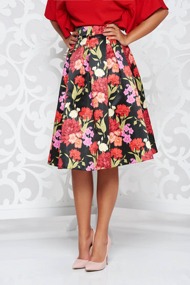 LaDonna black skirt elegant cloche from satin fabric texture with pockets