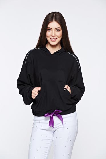 Ocassion black coat casual cotton with easy cut with undetachable hood