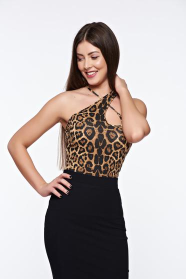 Ocassion brown casual cotton body with deep cleavage