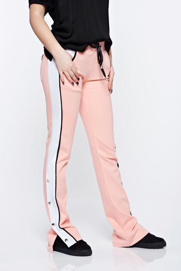 Ocassion rosa trousers casual with pockets cotton is fastened around the waist with a ribbon with elastic waist