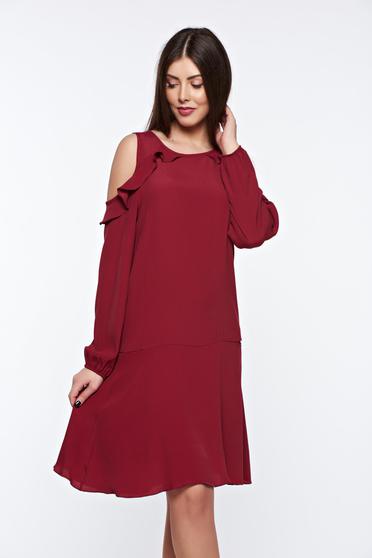 PrettyGirl daily burgundy dress flared both shoulders cut out