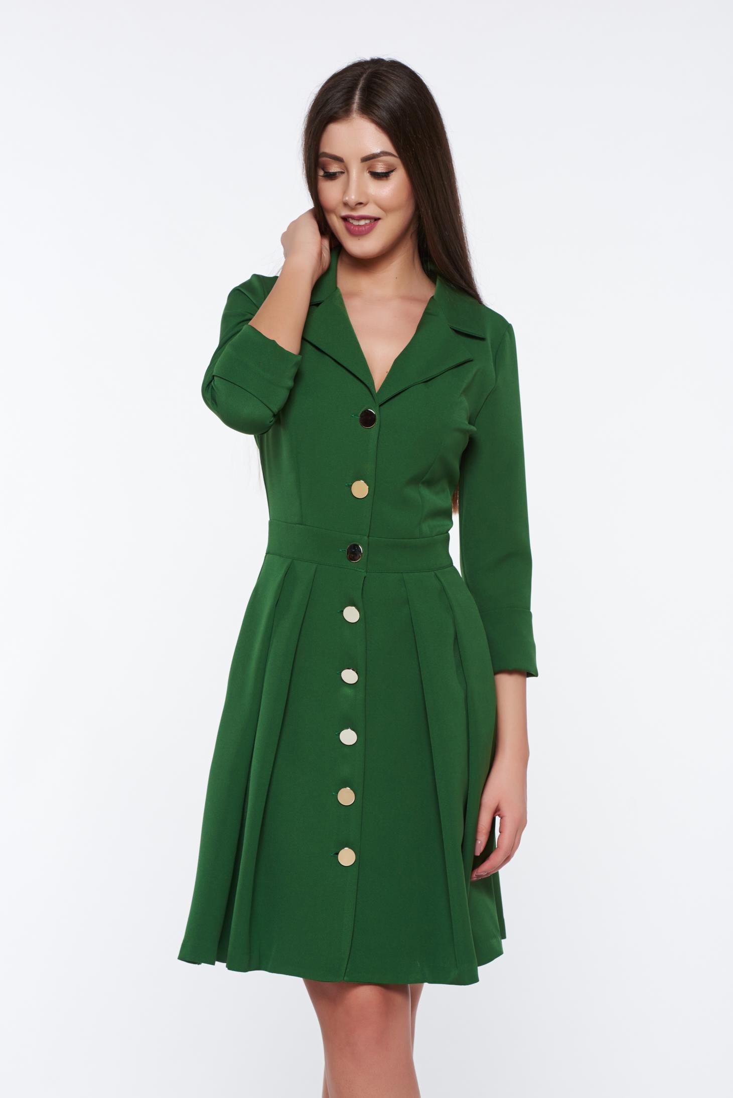 PrettyGirl green office dress with vneckline with pockets