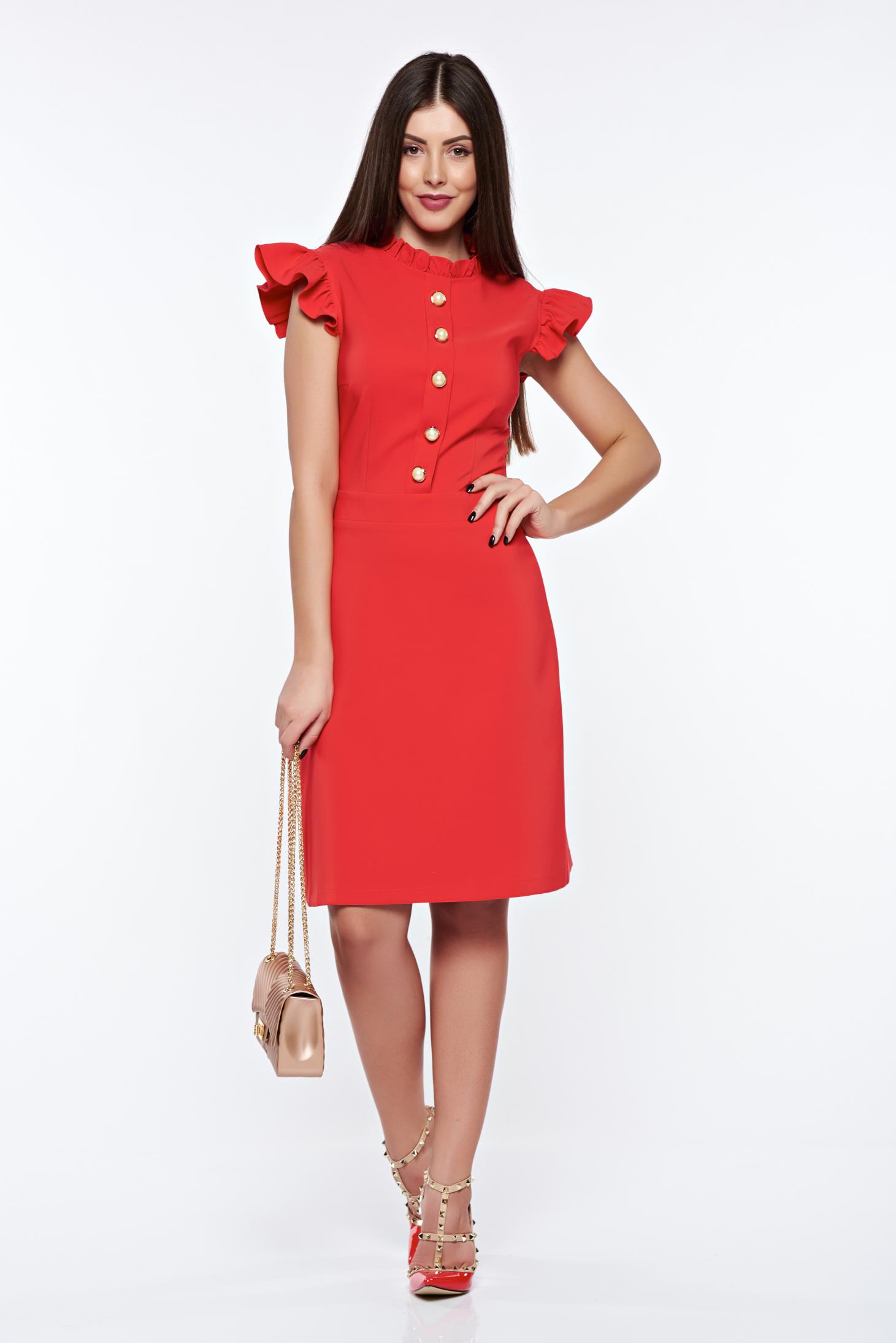 Rochie LaDonna rosie eleganta din material elastic si fin captusita pe interior