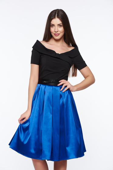 Artista blue occasional off shoulder cloche dress