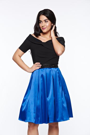 Artista blue occasional off shoulder cloche dress