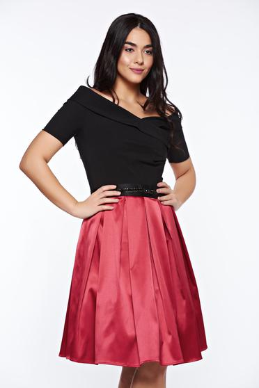 Artista burgundy occasional off shoulder cloche dress