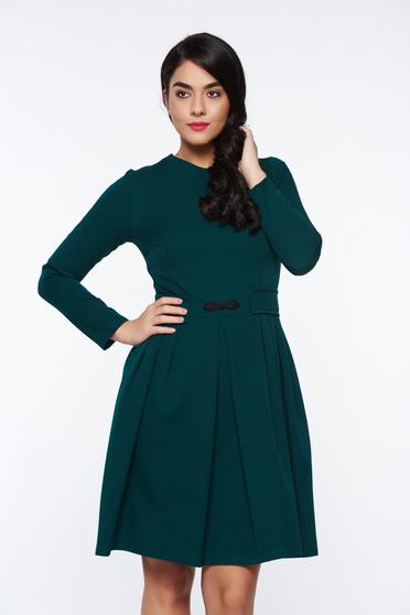 Artista darkgreen office cloche dress slightly elastic fabric