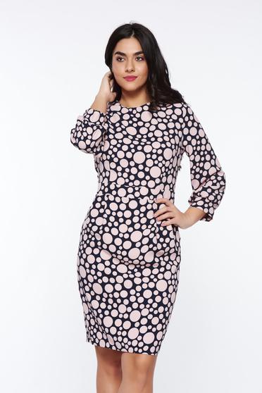 PrettyGirl pink pencil dress slightly elastic fabric daily with puffed sleeves