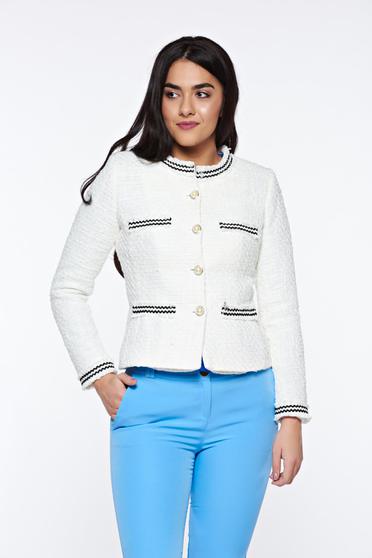 LaDonna white elegant tented jacket nonelastic cotton with inside lining