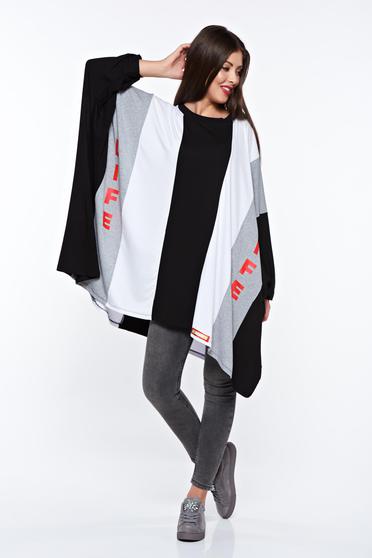 MissQ black women`s blouse casual cotton flared with print details