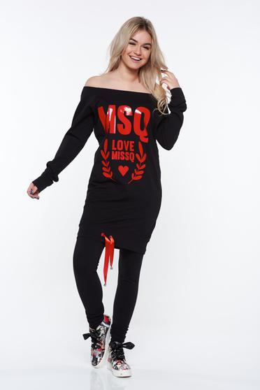 MissQ black casual cotton set with easy cut with laced details