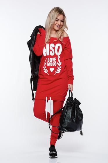 MissQ red casual cotton set with easy cut with laced details