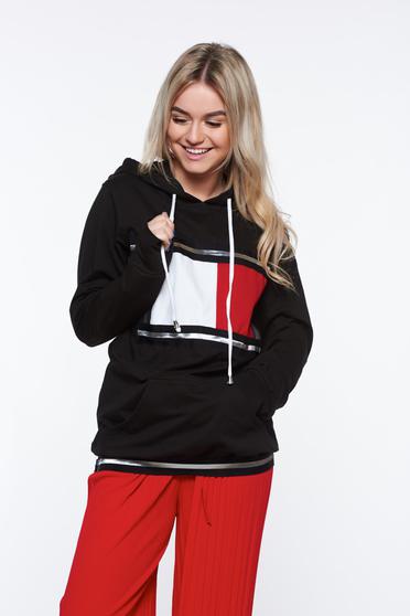 Ocassion black casual coat cotton with undetachable hood from soft fabric