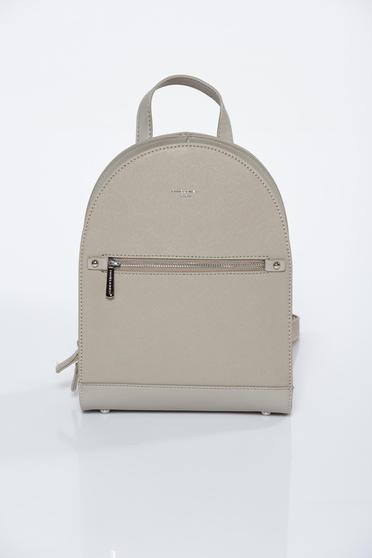 Cream casual backpack from ecological leather