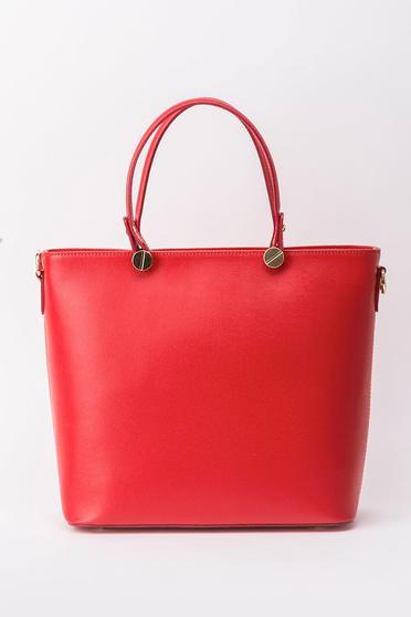 Red office bag natural leather long, adjustable handle