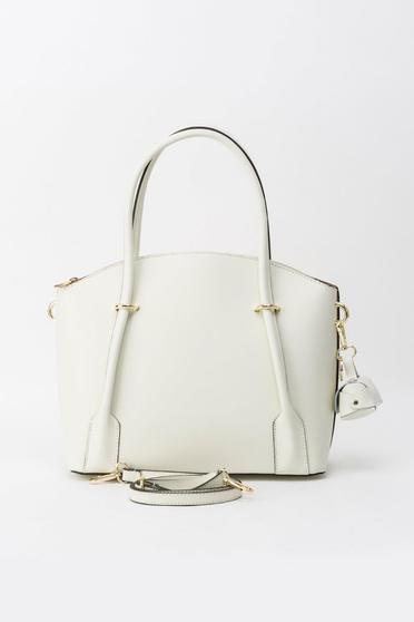 Nude natural leather office bag with two compartments and inside pockets