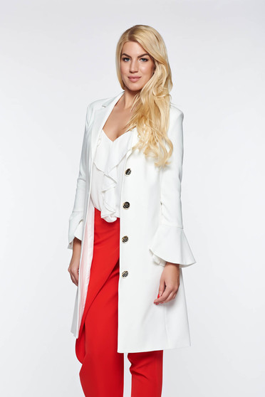 LaDonna white elegant trenchcoat slightly elastic fabric with inside lining