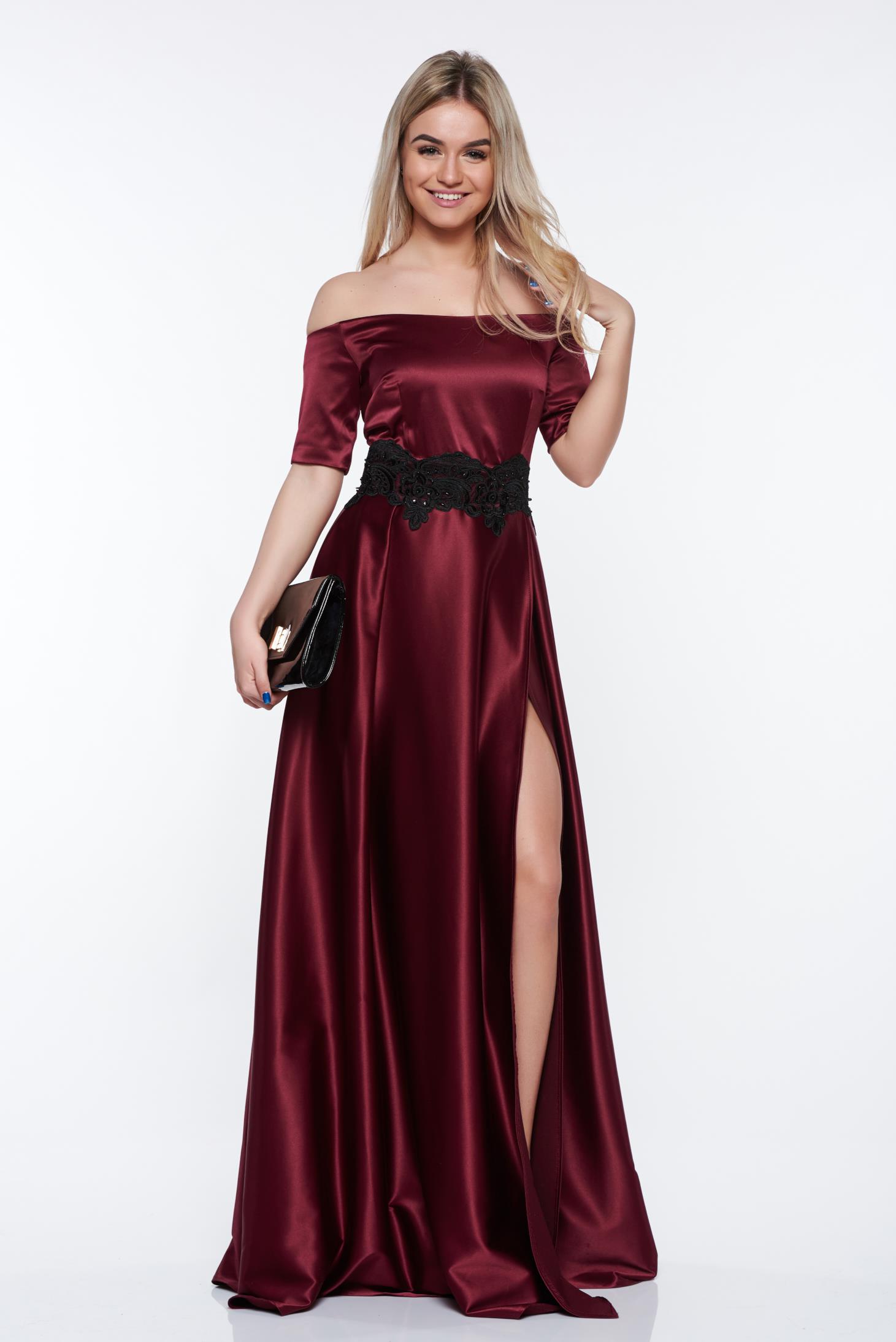Artista Occasional Purple Dress From Satin Fabric Texture With Artista Occasional Purple Dress From Satin Fabric Texture With Embroidery Details