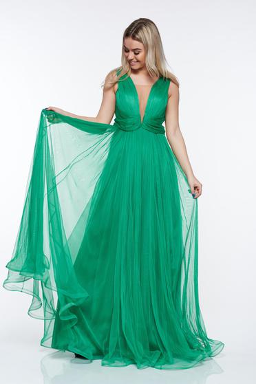 Ana Radu green luxurious dress from tulle with inside lining with push-up cups