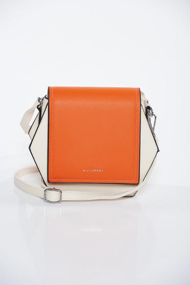 Cream bag casual from ecological leather long, adjustable handle