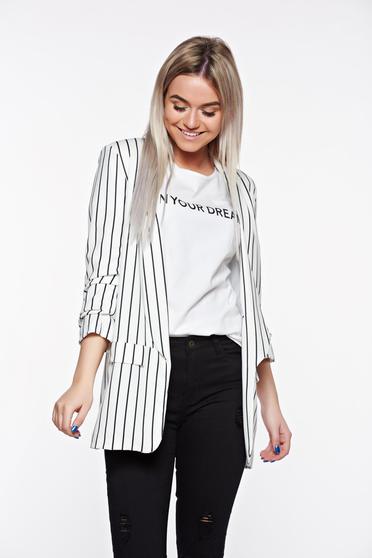 SunShine white jacket casual with inside lining from elastic fabric flared